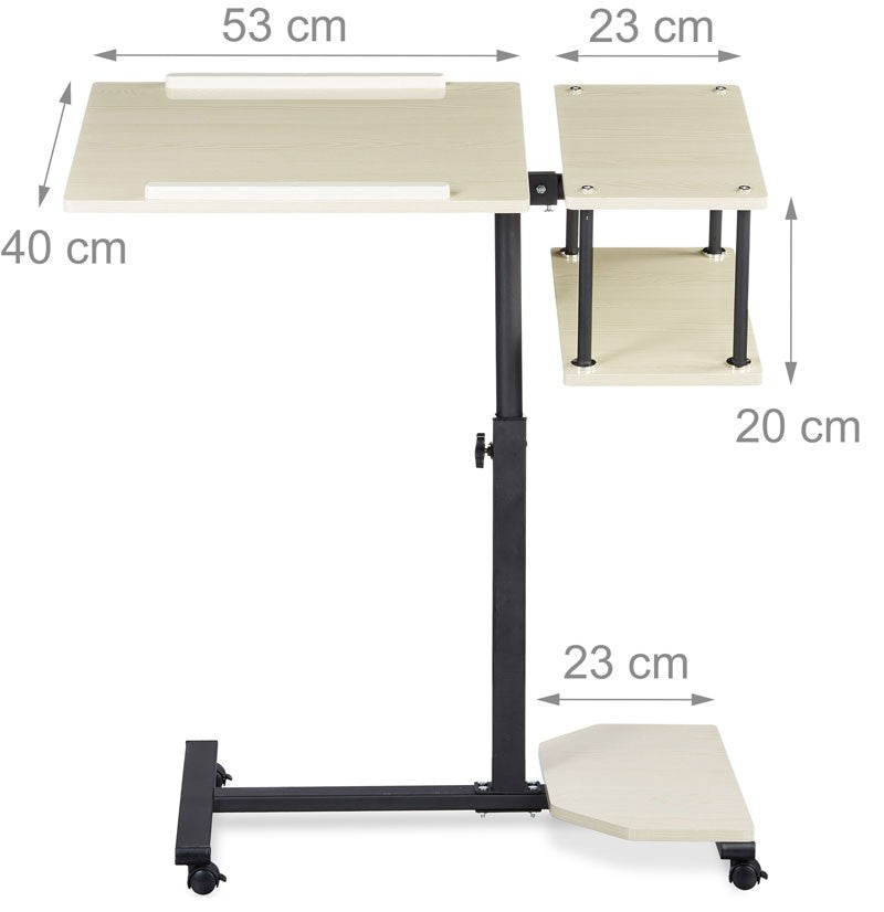 Mobiler Beistelltisch XL LAPTOPTISCH Stehtisch Stehpult Notebooktisch CREME