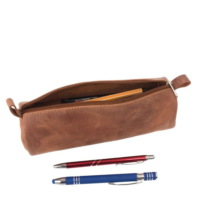 Stiftemäppchen ETUI aus braunem Wildleder