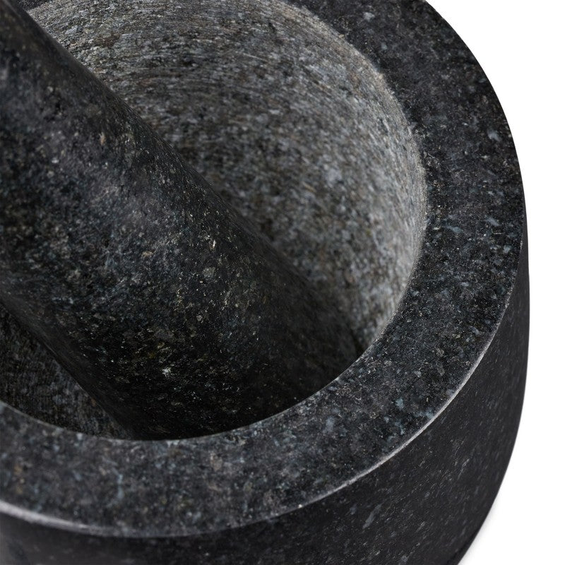 Granit MÖRSER mit Stössel aus schwarzem Stein Ø12cm