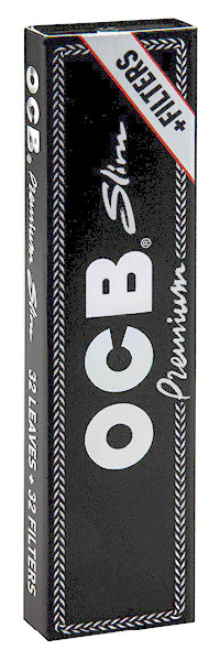 32 × OCB PREMIUM Slim + Filter Black Papers Zigarettenpapier