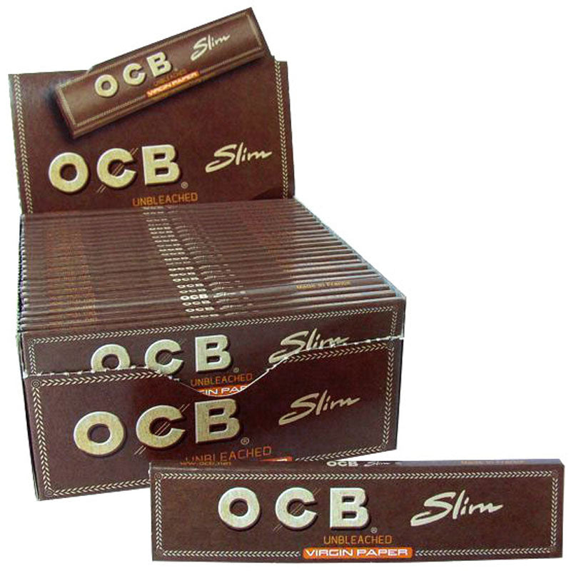 50 × Superdünne, ungebleichte OCB VIRGIN Slim Unbleached Papers Zigarettenpapier 32 Blatt 109×44mm