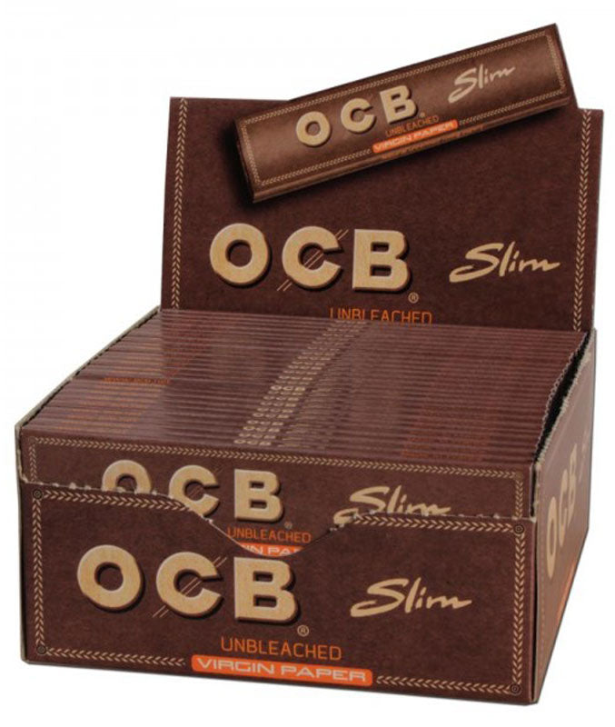 50 × Superdünne, ungebleichte OCB VIRGIN Slim Unbleached Papers Zigarettenpapier 32 Blatt 109×44mm