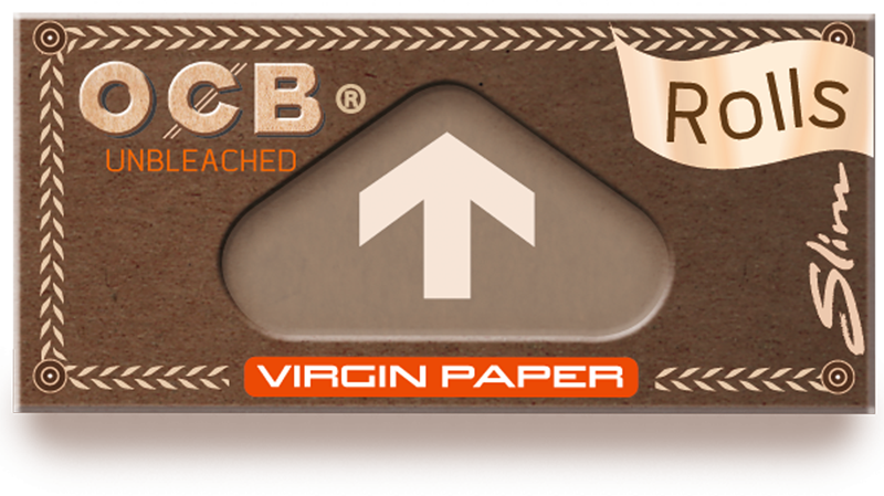 10 × Superdünne, ungebleichte OCB VIRGIN Slim Rolls Unbleached Papers Zigarettenpapier 4m×44mm