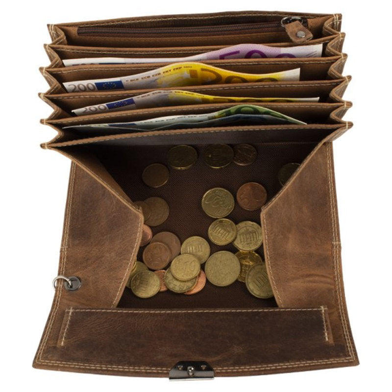 Profi KELLNER PORTEMONNAIE Geldbörse inkl. Kellnerholster aus Echtleder BRAUN