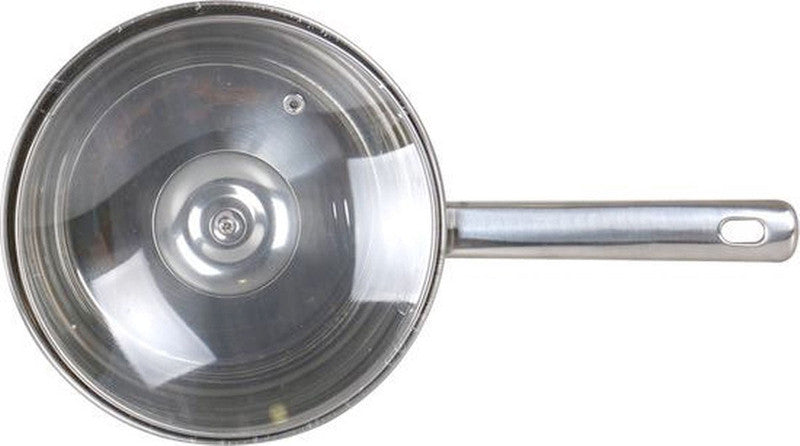 QUTTIN Edelstahl Stielkasserolle mit Deckel PFANNE Kochtopf mit Stiel Kasserolle Ø18cm