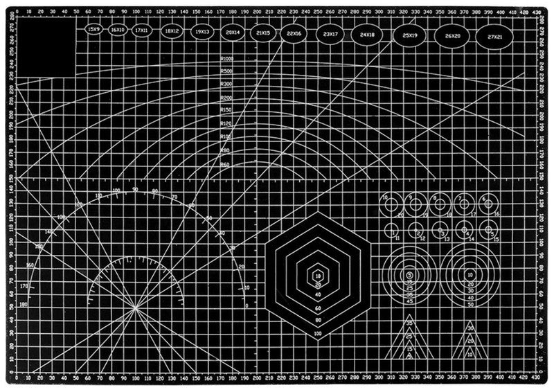 Selbstheilende Schneidematte CUTTING MAT Bastelmatte mit Skala doppelseitig SCHWARZ A3 30×45cm