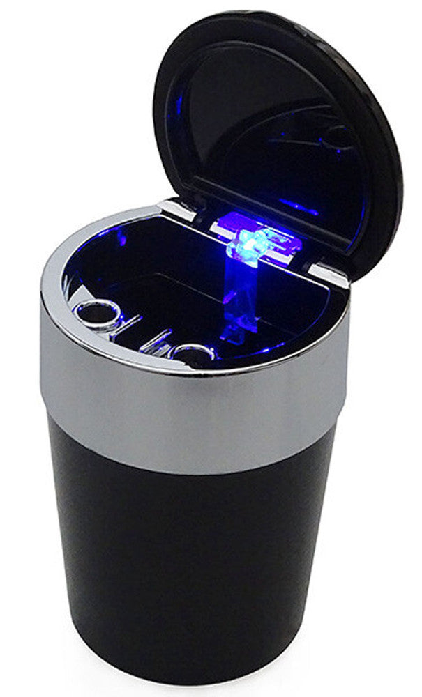 Champ SKULL AUTO-ASCHENBECHER Aschenbecher für Getränkehalter mit Deckel und LED Licht im Totenkopf Design