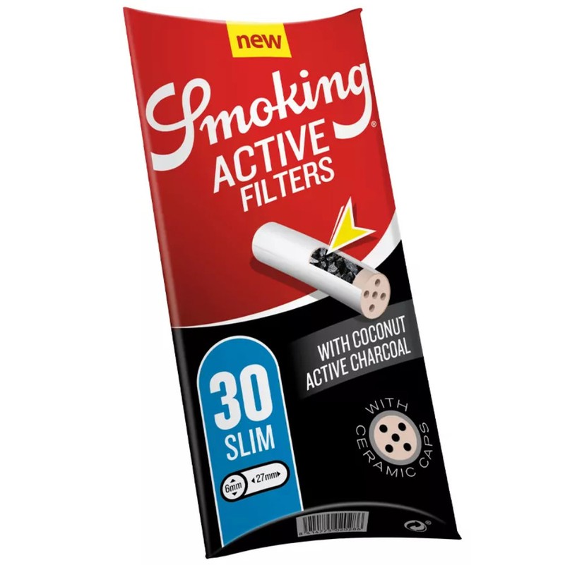 30 Stk. SMOKING ACTIVE Aktivkohlefilter Filter Tips SLIM Ø 6 mm – mild & nachhaltig