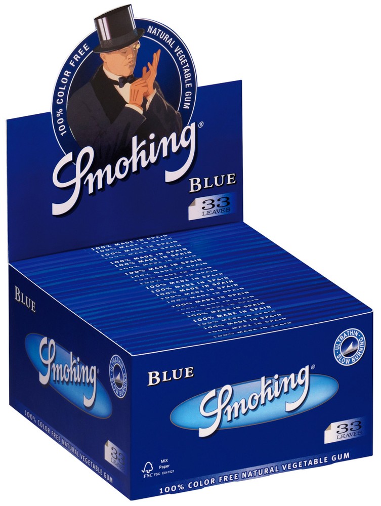 50 × SMOKING BLUE King Size Papers Blau 33 Blatt Zigarettenpapier 108×52mm
