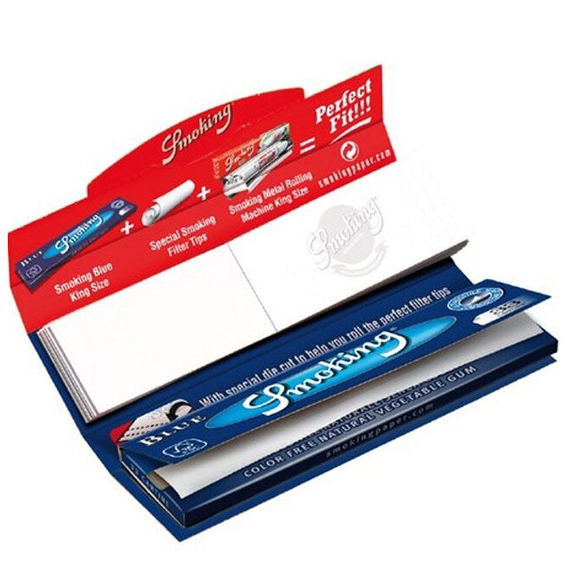 10 × SMOKING BLUE King Size Papers Blau 33 Blatt Zigarettenpapier + Filter Tips 108×52mm