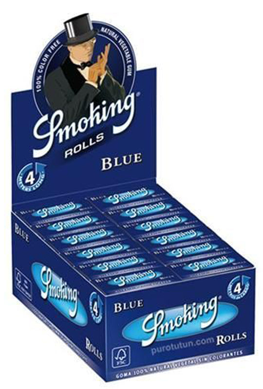 10 × SMOKING BLUE Rolls King Size Blau Zigarettenpapier 4m×54mm