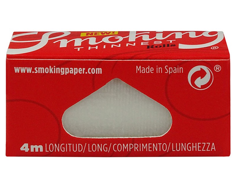 24 × SMOKING RED THINNEST Rolls Slim Papers Zigarettenpapier 4m×44mm