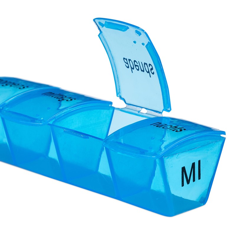 Tablettenbox PILLENBOX Pillendose 7 Tage 4 Fächer – Pillenorganizer für eine Woche DEUTSCH