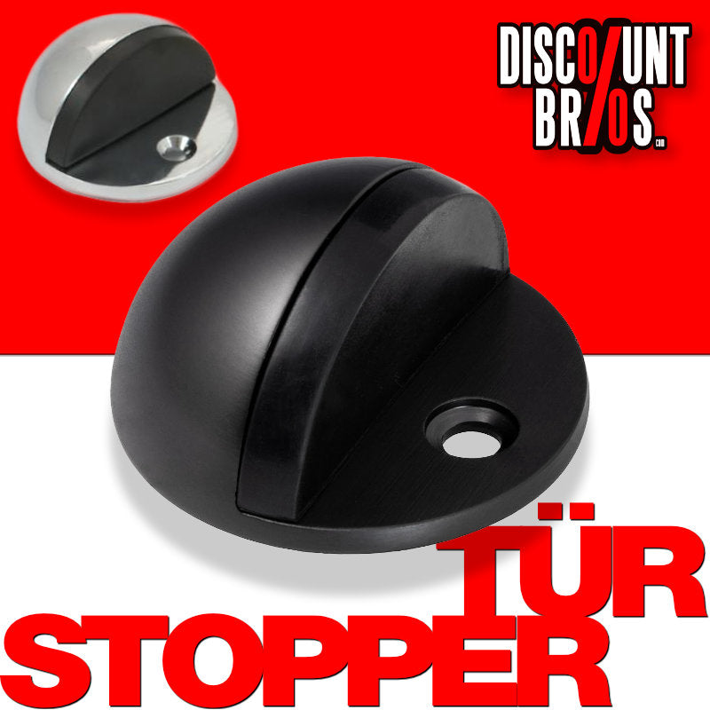 Edelstahl TÜRSTOPPER zur Bodenmontage SCHWARZ oder CHROM 45×25mm