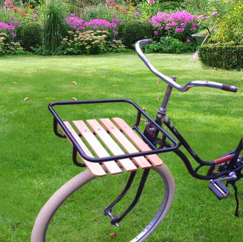 Velo- Fahrrad FRONT GEPÄCKTRÄGER mit Holz