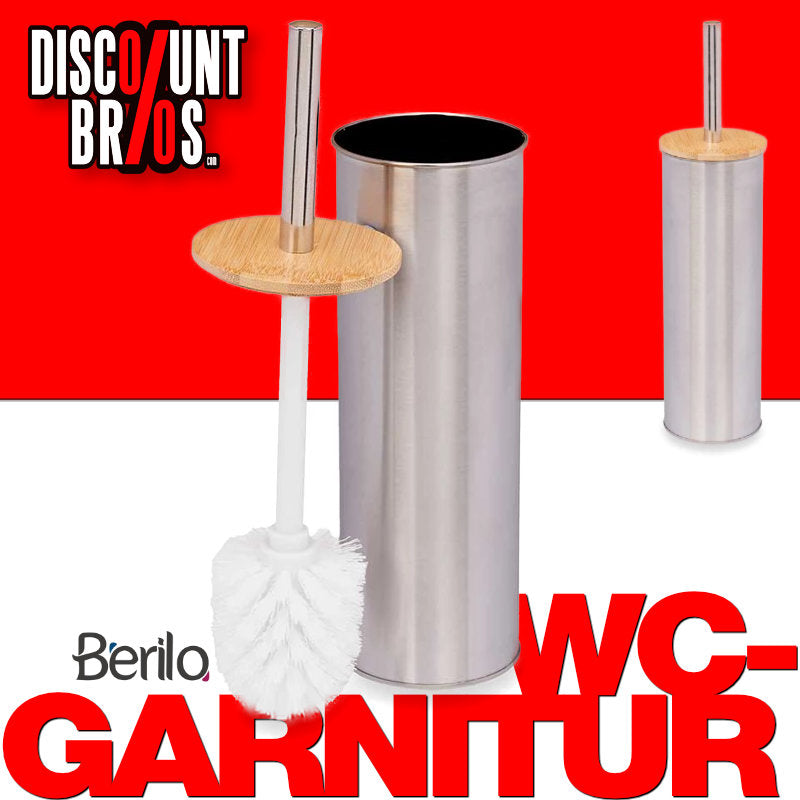 Toilettenbürste WC-BÜRSTE mit Halter WC-Garnitur BAMBUS+EDELSTAHL