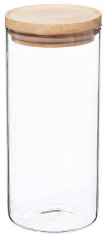 1,3 Liter VORRATSGLAS mit HOLZDECKEL Vorratsbehälter Aufbewahrungsglas transparentes Glas