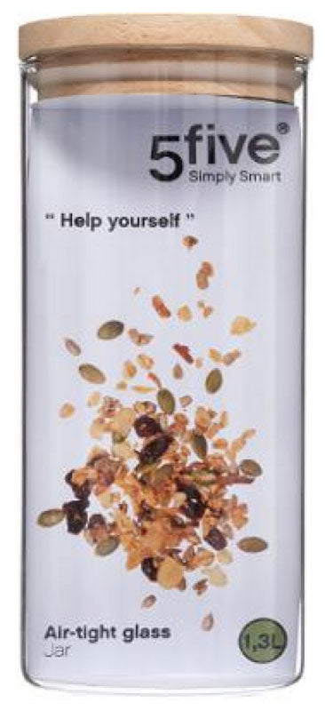 1,3 Liter VORRATSGLAS mit HOLZDECKEL Vorratsbehälter Aufbewahrungsglas transparentes Glas