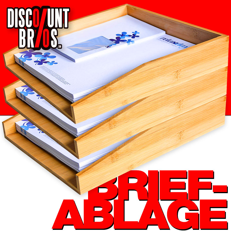3 Papierablagen BRIEFABLAGEN aus Bambus Dokumentenablage 33×25×6cm 3er-Set