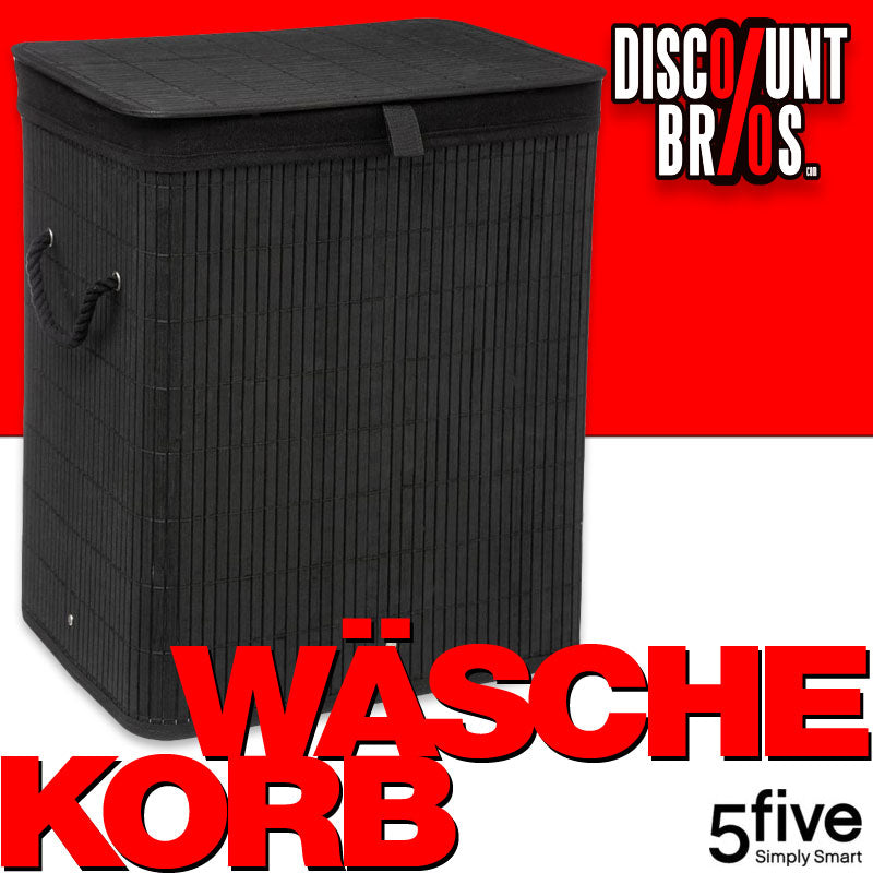Wäschebox WÄSCHEKORB Wäschesammler Bambus ECKIG SCHWARZ