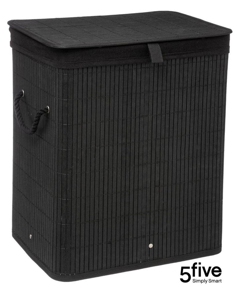 Wäschebox WÄSCHEKORB Wäschesammler Bambus ECKIG SCHWARZ