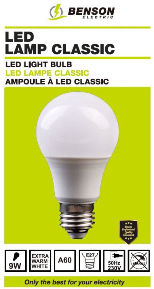 A+ LED LAMPE Glühbirne 9 Watt WARMWEISS Leuchtmittel mit E27-Fassung
