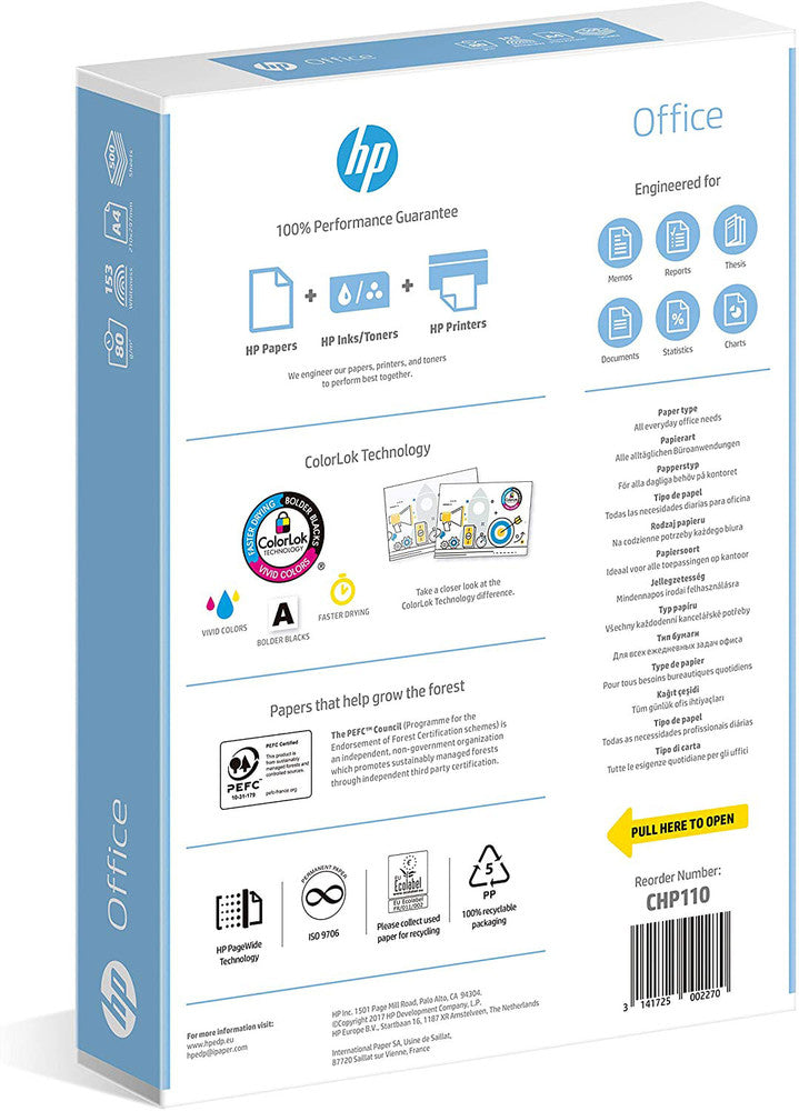 500 Blatt HP CHP110 Office Universal KOPIERPAPIER 80g/m² A4 Hochweiss