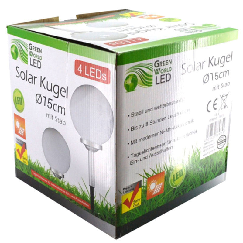 LED SOLAR LEUCHTKUGEL Kugelleuchte Kugellampe Ø15cm WARMWEISS