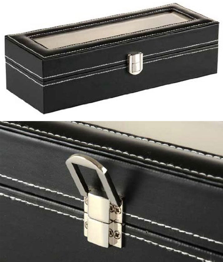 Edle UHRENBOX Schaukasten Uhrenvitrine für 6 Uhren