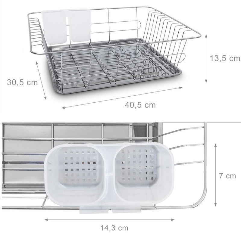GESCHIRR-ABTROPFGITTER Abtropfgestell mit Besteckhalter 40×30cm
