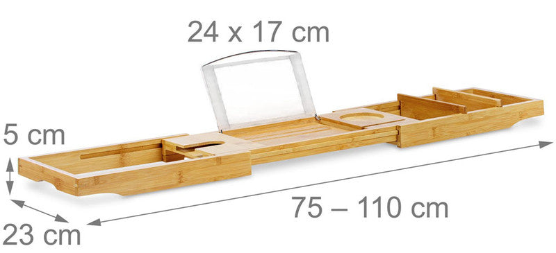 Badewannentablett BADEWANNENABLAGE aus Bambus Holz mit Buchstütze