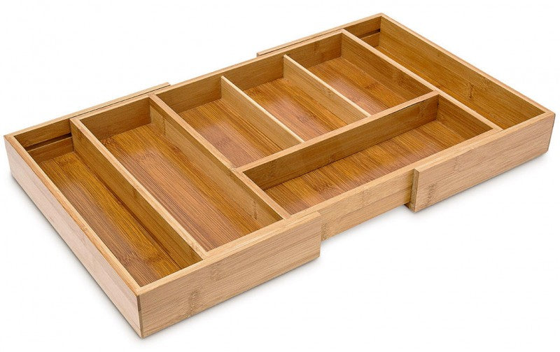 Vario BESTECKKASTEN Schubladeneinsatz aus Bambus Holz 28×37,2-48,7cm