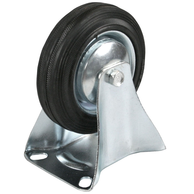 BOCKROLLE 125mm ROLLE RAD FESTROLLE mit Anschraubplatte und Vollgummi-Rad