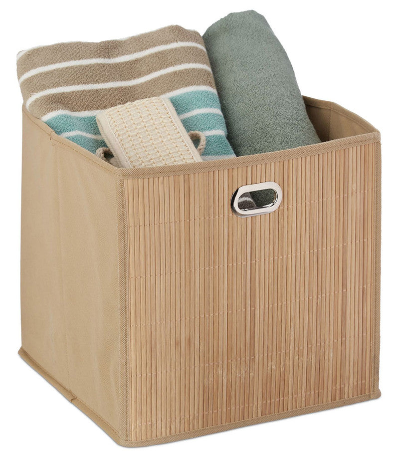 Box Schrankkorb REGALKORB Aufbewahrungskorb aus Bambus NATUR - BRAUN oder WEISS