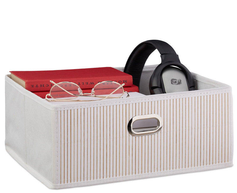 Box Schrankkorb REGALKORB FLACH Aufbewahrungskorb aus Bambus NATUR - BRAUN - GRAU - SCHWARZ oder WEISS