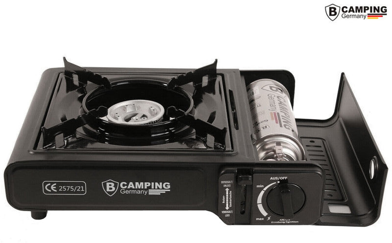 B-CAMPING Campingkocher Butan GASKOCHER im Tragekoffer SCHWARZ