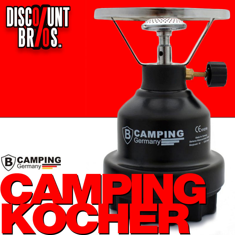 B-CAMPING Campingkocher Butan GASKOCHER Metall SCHWARZ oder ROT