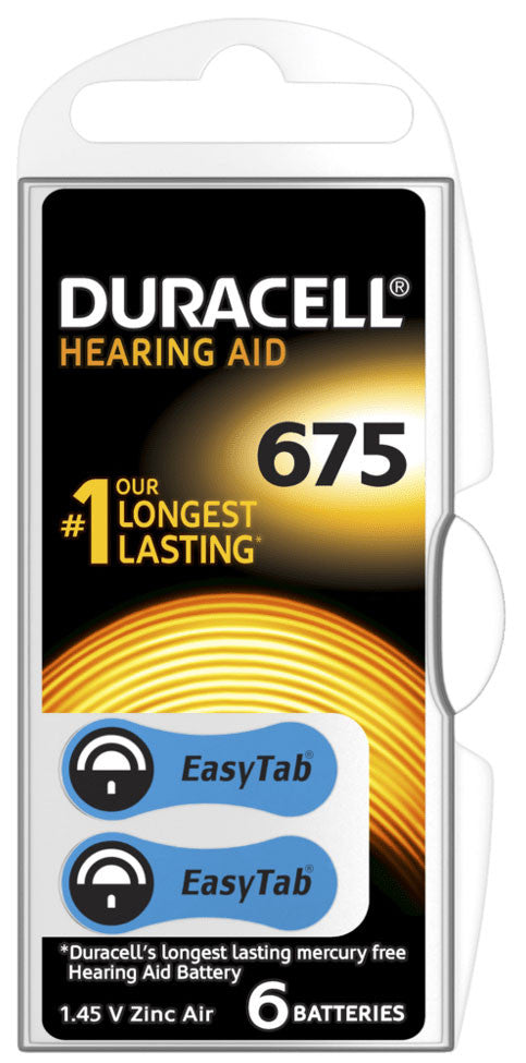 6 Stk. DURACELL ActivAir Easy Tab 675 Hörgerätebatterie PR41 1,4V 6er Blister