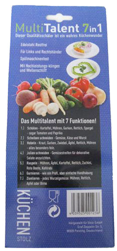 Schäler SPARSCHÄLER Küchenwunder 7 in 1 EDELSTAHL