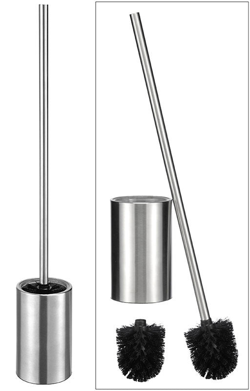 Toilettenbürste WC-BÜRSTE mit Halter WC-Garnitur Edelstahl satiniert inkl. Ersatz-Bürstenkopf