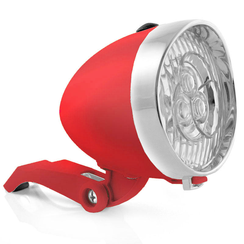 Retro-Design VELOLICHT mit 3 LED Fahrrad Velolampe Scheinwerfer Frontscheinwerfer WEISS