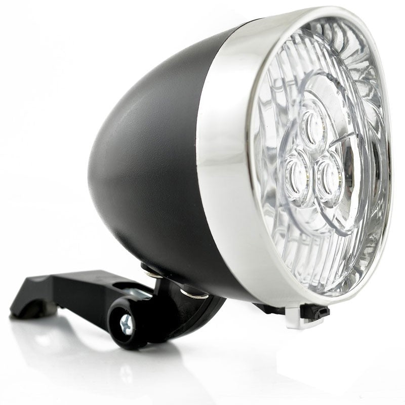 Retro-Design VELOLICHT mit 3 LED Fahrrad Velolampe Scheinwerfer Frontscheinwerfer SCHWARZ