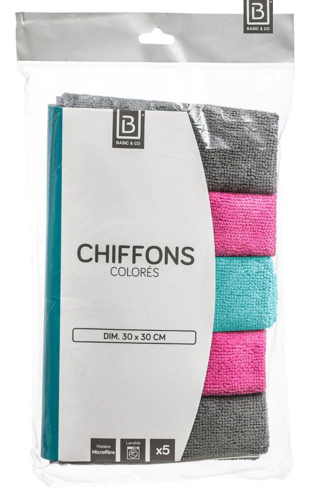 5er-Set Microfaser Reinigungstücher MIKROFASERTÜCHER grau, pink und hellblau von B&CO