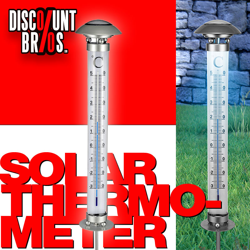 XL Garten THERMOMETER mit Solarleuchte