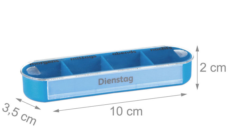 Tablettenbox PILLENBOX Pillendose 7 Tage 4 Fächer – Medikamentenorganizer für eine Woche