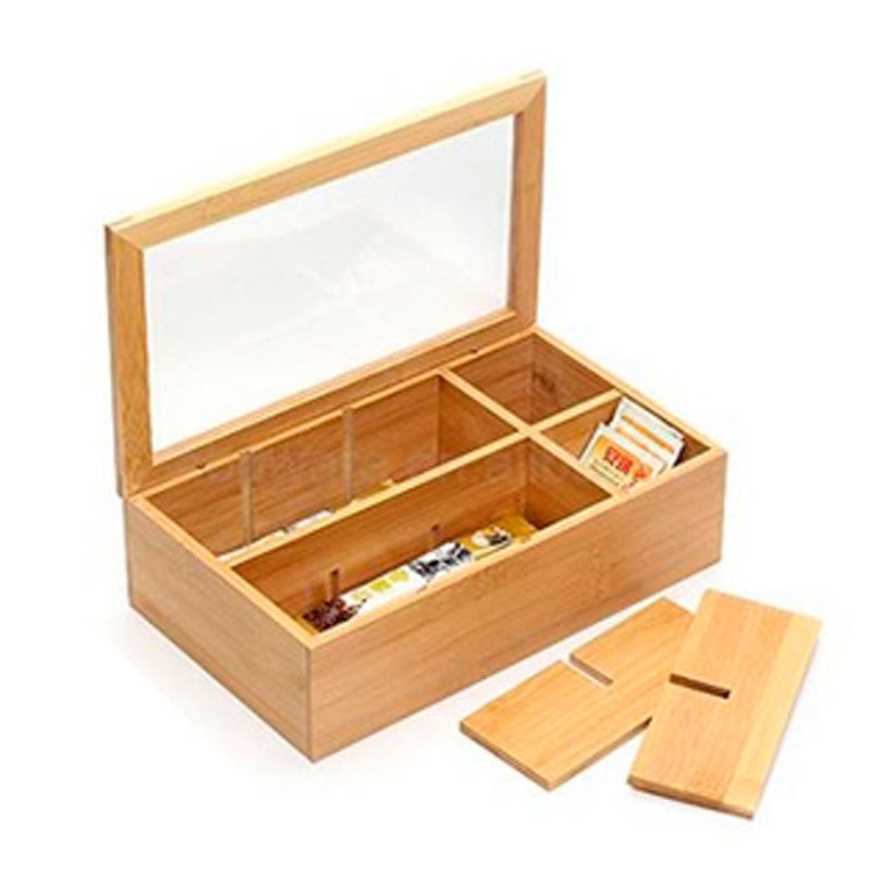 TEEBOX aus Bambus mit 8 Teekammern von Quttin 30×16×9cm