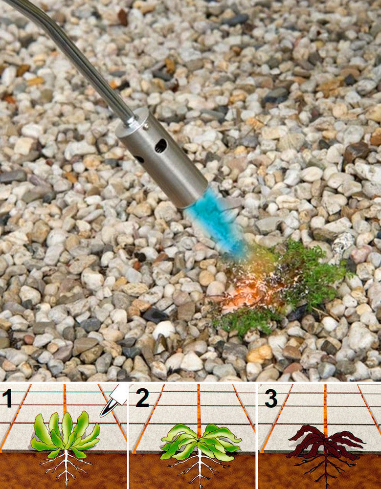 B-GARDEN Gasbrenner UNKRAUTBRENNER Lanze mit Piezozündung für 500g Butangas-Kartuschen mit Schraubventil