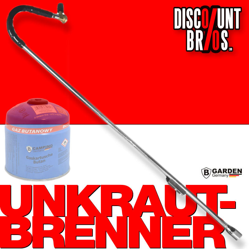 B-GARDEN Gasbrenner UNKRAUTBRENNER Lanze mit Piezozündung für 500g Butangas-Kartuschen mit Schraubventil