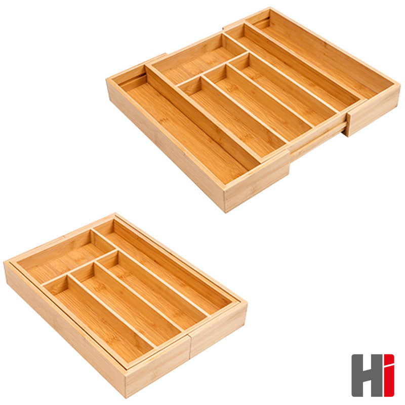 Vario BESTECKKASTEN Schubladeneinsatz aus Bambus Holz 35,5×25,5-39,5cm
