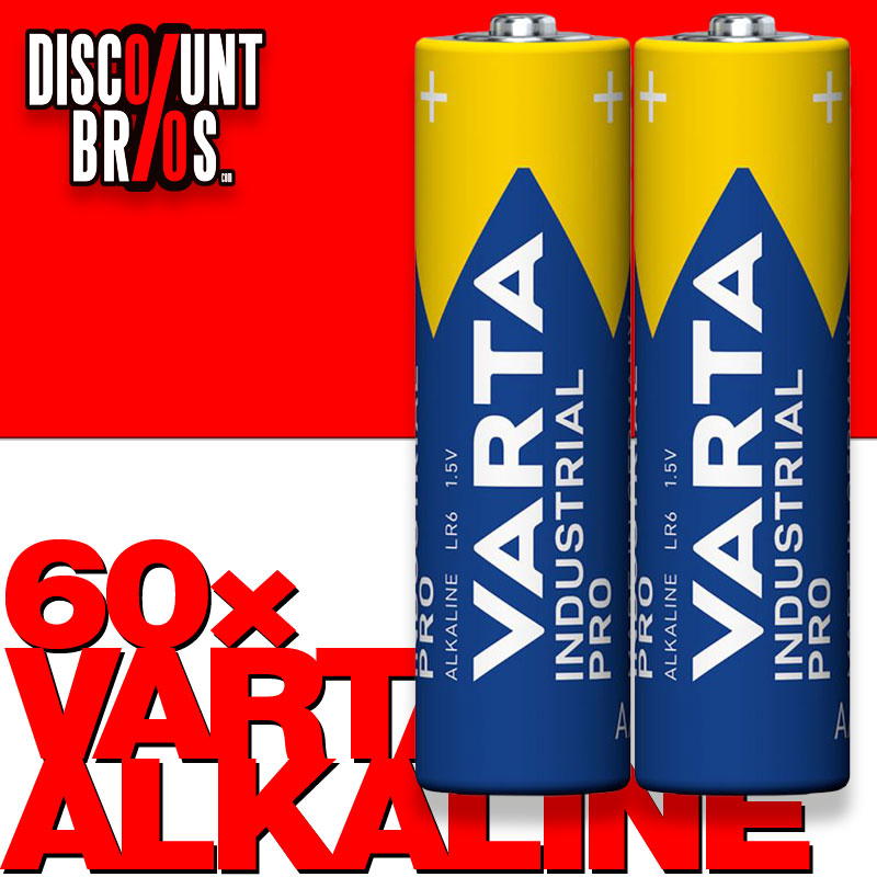 60 × VARTA 4006 Industrial Pro Alkaline Batterien AA Mignon LR6 E91 60 Stück